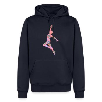 danseur, danse, illustration, danseur, étoiles - Sweat à capuche Premium bio Homme - bleu marine - Devant - Nico (187cm)