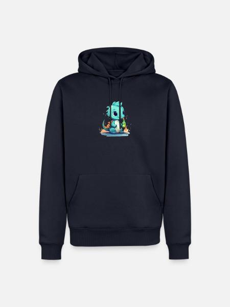Kleiner Blauer Babydrache Fantasy Shirt - Männer Premium Bio Hoodie - Navy