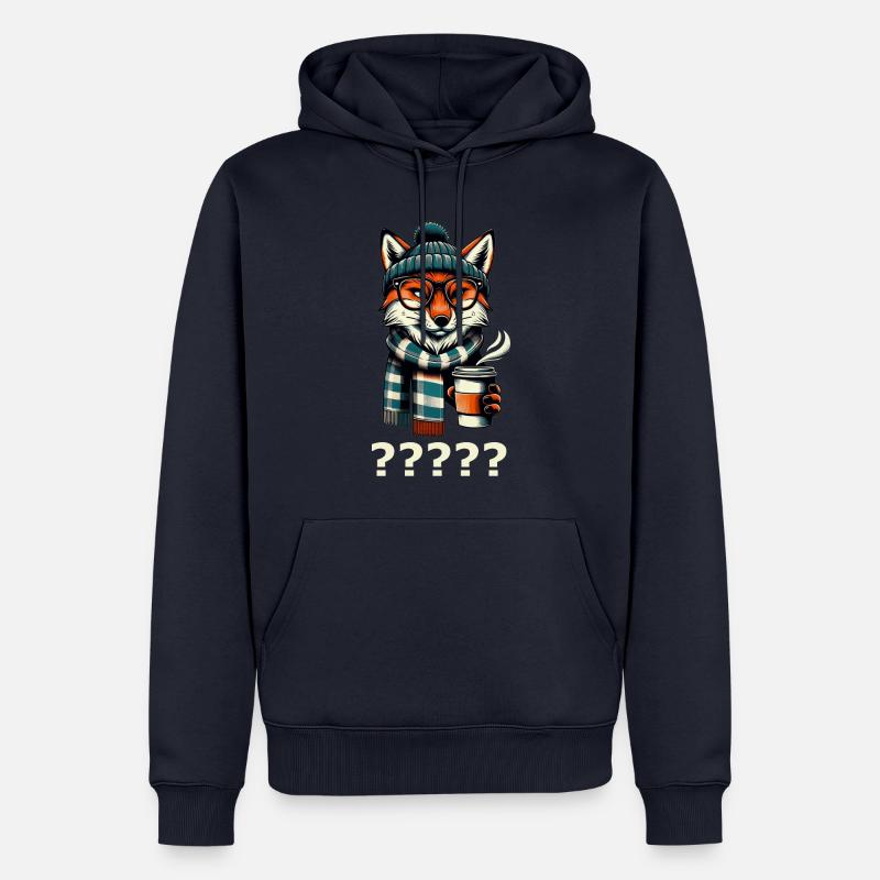 Fuchs Kaffee Fragezeichen - Männer Premium Bio Hoodie - Navy