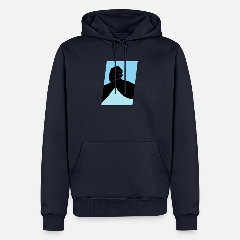 Bras de fer Développé couché Strong Man - Sweat à capuche Premium bio Homme - bleu marine