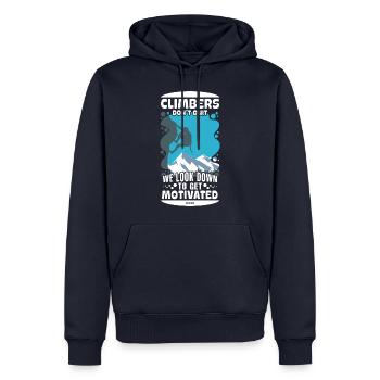 Grimper - Sweat à capuche Premium bio Homme - bleu marine - Devant - Nico (187cm)
