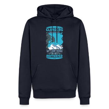 Grimper - Sweat à capuche Premium bio Homme - bleu marine - Devant - Nico (187cm)