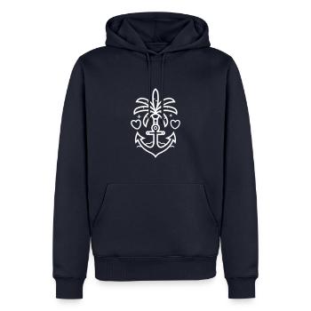 Palme Anker Herz Liebe - Männer Premium Bio Hoodie - Navy - Vorne - Nico (187cm)
