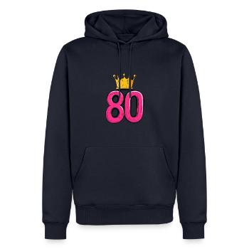 80 Zahl Krone - Männer Premium Bio Hoodie - Navy - Vorne - Nico (187cm)