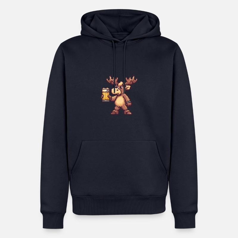Elch Bier Pixel - Männer Premium Bio Hoodie - Navy
