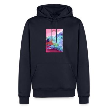 Portofino,italie,port,mer,paysage,italie - Sweat à capuche Premium bio Homme - bleu marine - Devant - Nico (187cm)