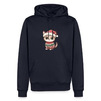 Bande dessinée de Noël de chat - Sweat à capuche Premium bio Homme - bleu marine - Devant - Nico (187cm)
