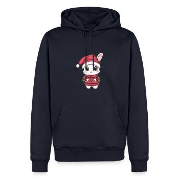 Hase Weihnachten Comic - Männer Premium Bio Hoodie - Navy - Vorne - Nico (187cm)