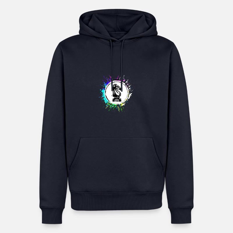 Pièce d’échecs à cheval - Sweat à capuche Premium bio Homme - bleu marine