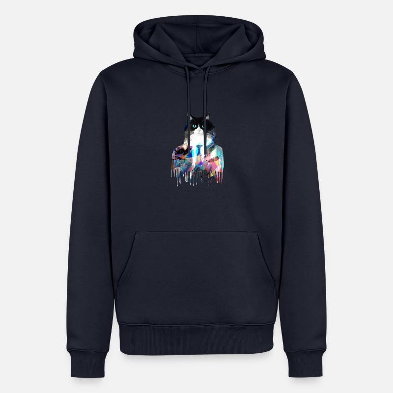 smoking, chat, costume, graffiti, smoking - Sweat à capuche Premium bio Homme - bleu marine