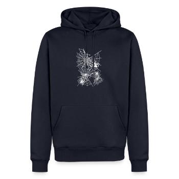 Spider, spider web, white web, Halloween - Men’s Premium Organic Hoodie - navy - Front - Nico (187cm)