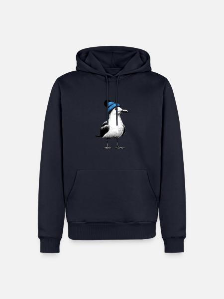 Nordsee Hafen Moin Möwe Mütze Beanie blau - Männer Premium Bio Hoodie - Navy