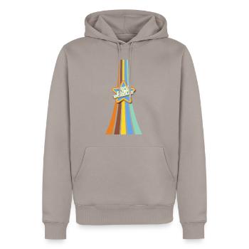 Tofu Eating Wokerati - Men’s Premium Organic Hoodie - taupe - Front - Nico (187cm)