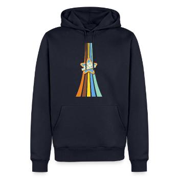 Tofu Eating Wokerati - Men’s Premium Organic Hoodie - navy - Front - Nico (187cm)