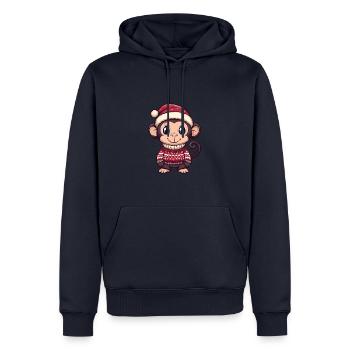 Affe Weihnachten Comic - Männer Premium Bio Hoodie - Navy - Vorne - Nico (187cm)