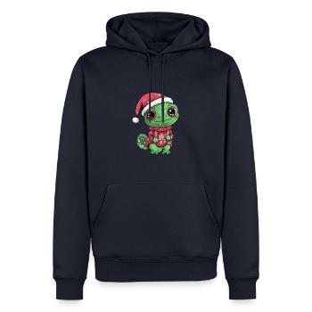 Bande dessinée de Noël caméléon - Sweat à capuche Premium bio Homme - bleu marine - Devant - Nico (187cm)