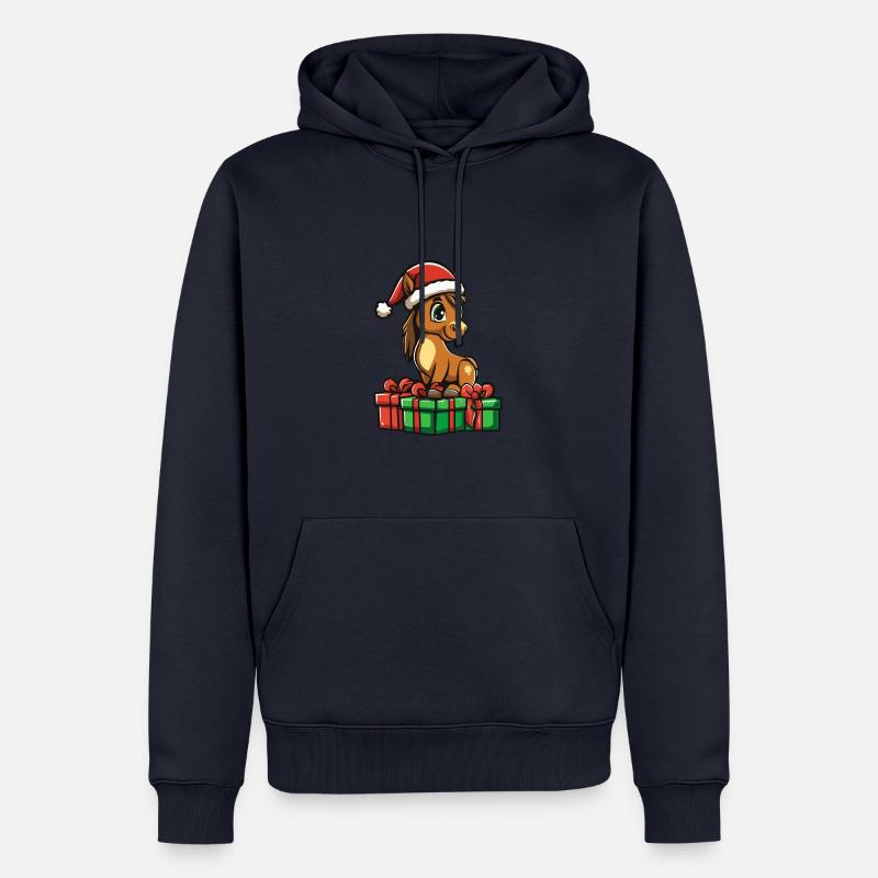Cadeaux de Noël Cheval - Sweat à capuche Premium bio Homme - bleu marine