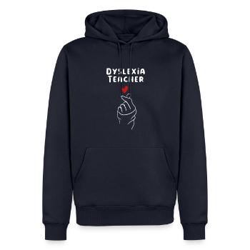 Dyslexie Enseignant Dyslexie Cadeau - Sweat à capuche Premium bio Homme - bleu marine - Devant - Nico (187cm)