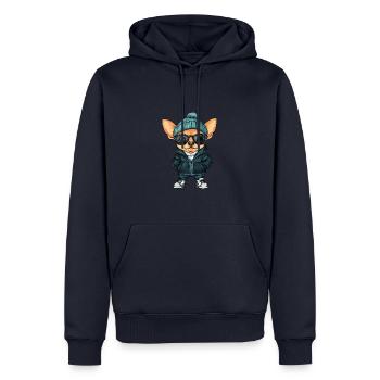 Chihuahua chien bande dessinée cool - Sweat à capuche Premium bio Homme - bleu marine - Devant - Nico (187cm)