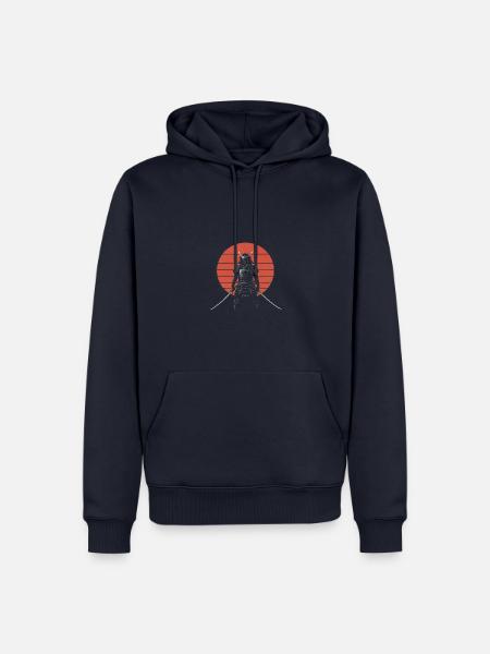 Samurai -Krieger Mit Roter Sonne - Männer Premium Bio Hoodie - Navy