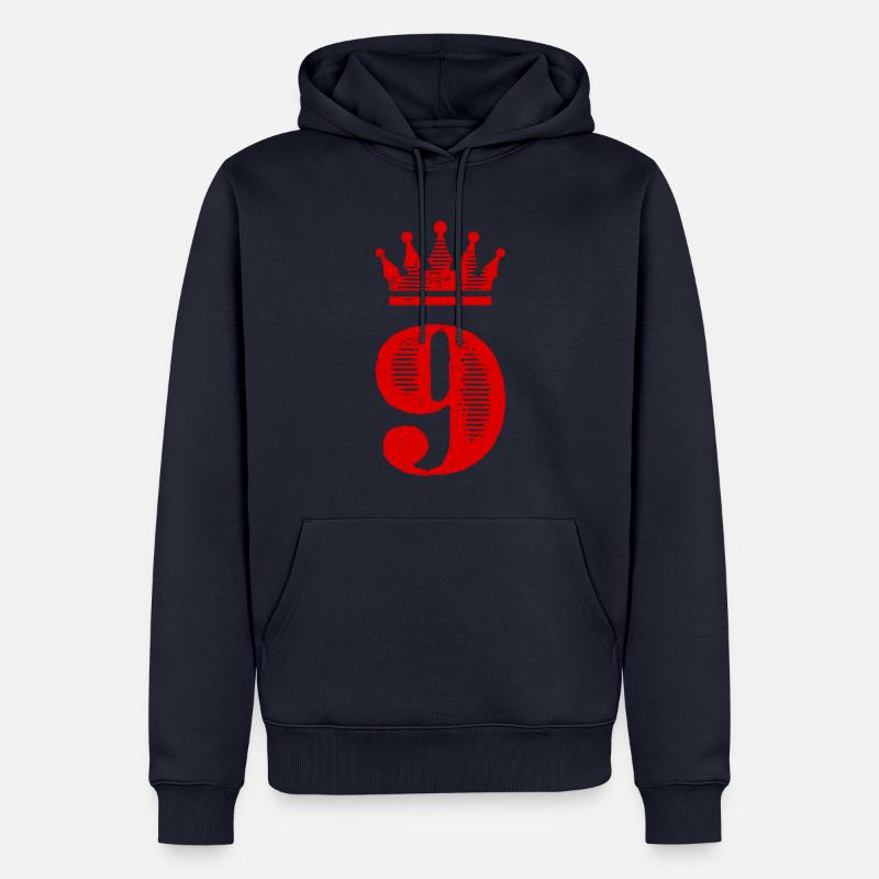 9 Couronne numérique - Sweat à capuche Premium bio Homme - bleu marine