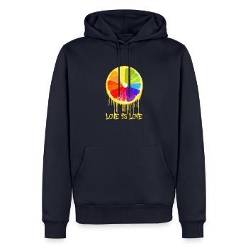 love is love,orange,bunt,graffiti,LGBT - Männer Premium Bio Hoodie - Navy - Vorne - Nico (187cm)