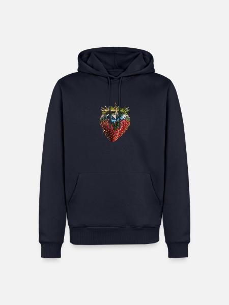strawberry, sequins, rhinestones, glamour - Men’s Premium Organic Hoodie - navy