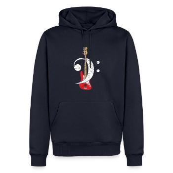 Bass Cleff Headstock - Guitar - Men’s Premium Organic Hoodie - navy - Front - Nico (187cm)