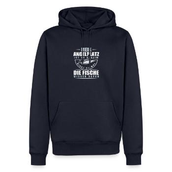 Mein Angelplatz ist so geheim nicht mal die Fische - Männer Premium Bio Hoodie - Navy - Vorne - Nico (187cm)