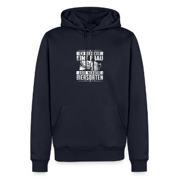 Ich liebe nur eine Frau aber mehrere Biersorten - Männer Premium Bio Hoodie - Navy - Vorne - Nico (187cm)