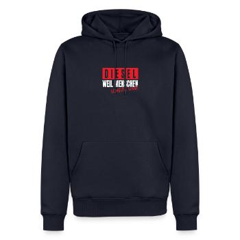 Diesel weil Menschen scheiße sind - Männer Premium Bio Hoodie - Navy - Vorne - Nico (187cm)