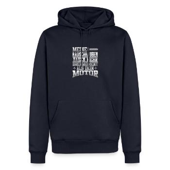 Meine Radschrauben haben mehr Drehmoment - Männer Premium Bio Hoodie - Navy - Vorne - Nico (187cm)