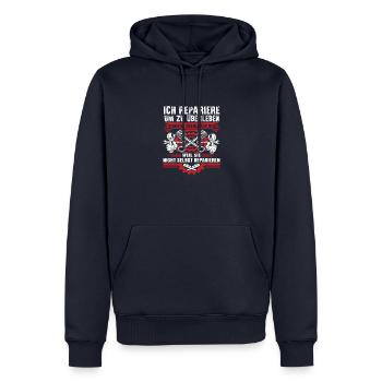 Ich repariere um zu überleben - Männer Premium Bio Hoodie - Navy - Vorne - Nico (187cm)