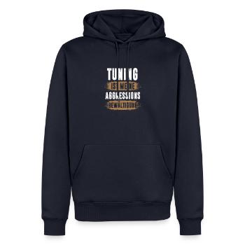 Tuning ist meine Aggressions bewältigung - Männer Premium Bio Hoodie - Navy - Vorne - Nico (187cm)