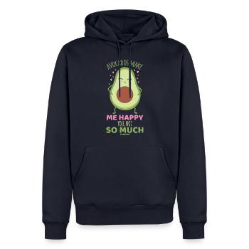 Les avocats me rendent heureux, pas tellement - Sweat à capuche Premium bio Homme - bleu marine - Devant - Nico (187cm)