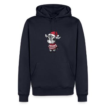 Zebra Weihnachten Comic - Männer Premium Bio Hoodie - Navy - Vorne - Nico (187cm)