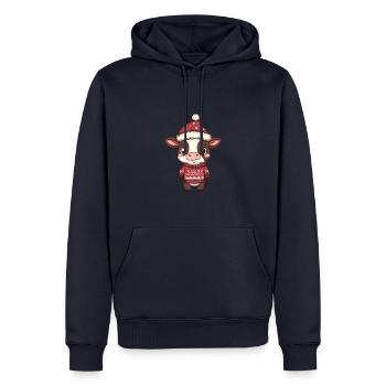 Kuh Weihnachten Comic - Männer Premium Bio Hoodie - Navy - Vorne - Nico (187cm)