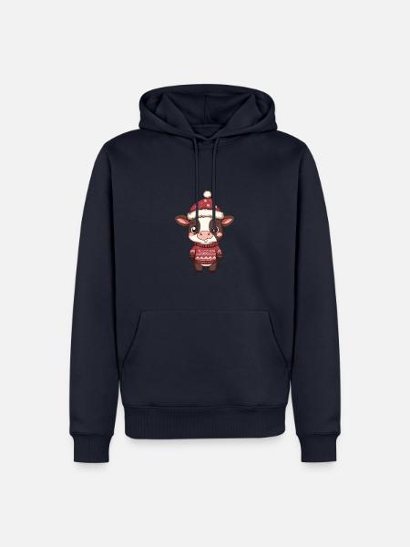 Cow Christmas Comic - Men’s Premium Organic Hoodie - navy