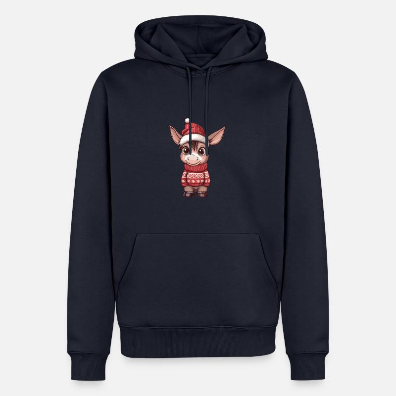 Esel Weihnachten Comic - Männer Premium Bio Hoodie - Navy