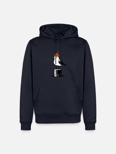 Nordsee Hafen Moin Möwe Mütze Beanie Pier Pfeiler - Männer Premium Bio Hoodie - Navy