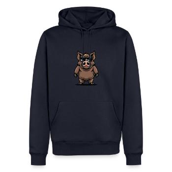 pig animal wild boar - Men’s Premium Organic Hoodie - navy - Front - Nico (187cm)
