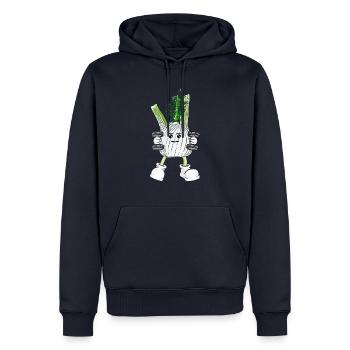 Veganer Veganerin Bodybuilding Fenchel - Männer Premium Bio Hoodie - Navy - Vorne - Nico (187cm)