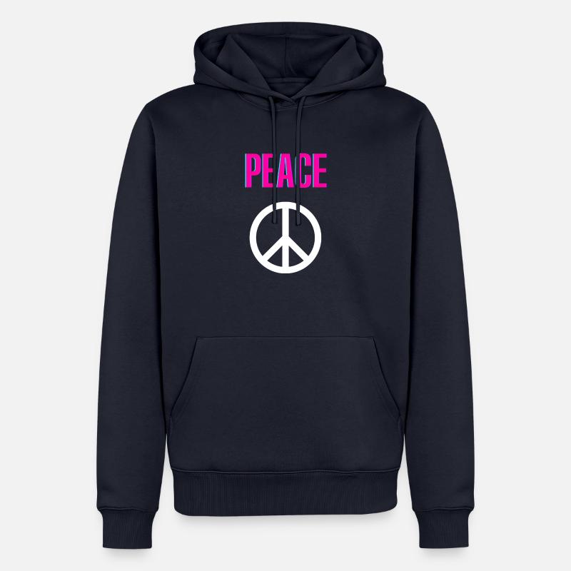 Peace - Delay - Front only - Männer Premium Bio Hoodie - Navy