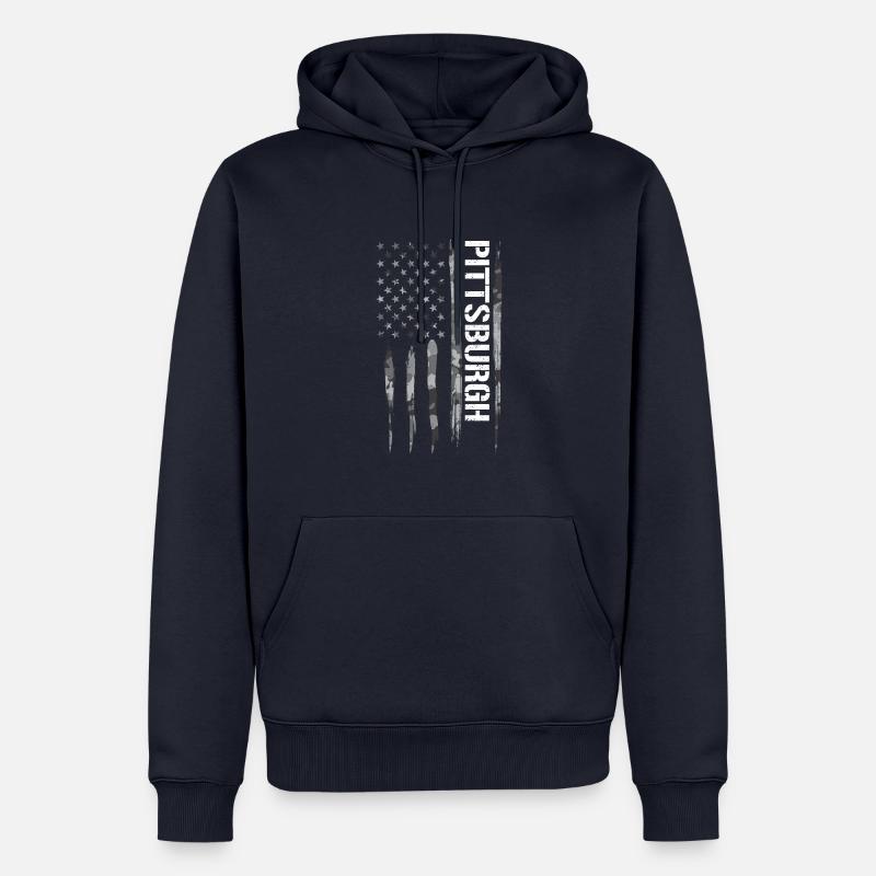 Pittsburgh - Drapeau américain - Sweat à capuche Premium bio Homme - bleu marine