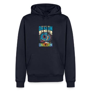 Sorry My Dragon Ate Your Unicorn Funny Fantasy - Männer Premium Bio Hoodie - Navy - Vorne - Nico (187cm)