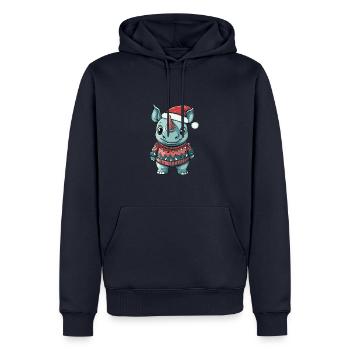 Nashorn Weihnachten Comic - Männer Premium Bio Hoodie - Navy - Vorne - Nico (187cm)