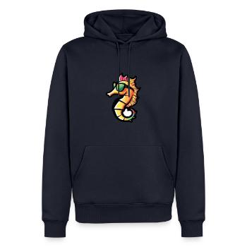 Hippocampe - Sweat à capuche Premium bio Homme - bleu marine - Devant - Nico (187cm)