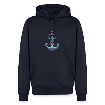 Port d’ancrage - Sweat à capuche Premium bio Homme - bleu marine - Devant - Nico (187cm)