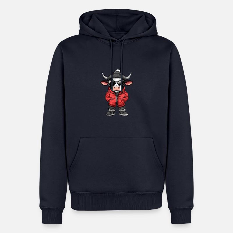 Vache Cool Bande Dessinée - Sweat à capuche Premium bio Homme - bleu marine