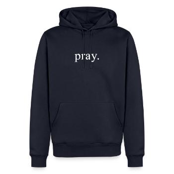 pray - Männer Premium Bio Hoodie - Navy - Vorne - Nico (187cm)